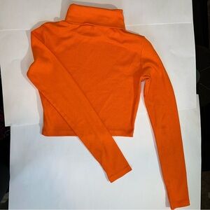 Orange Turtleneck Crop Top